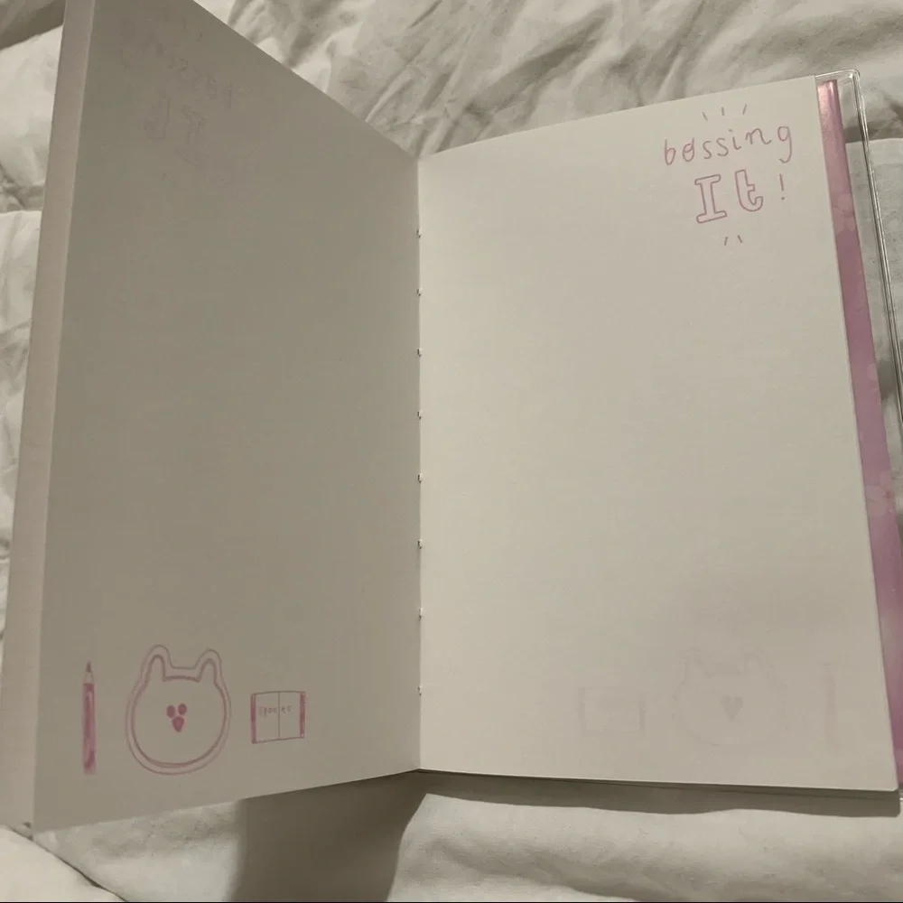 Pink Cherry Blossom Design Small Notebook w/ Water Gel Front Cover with Sequins